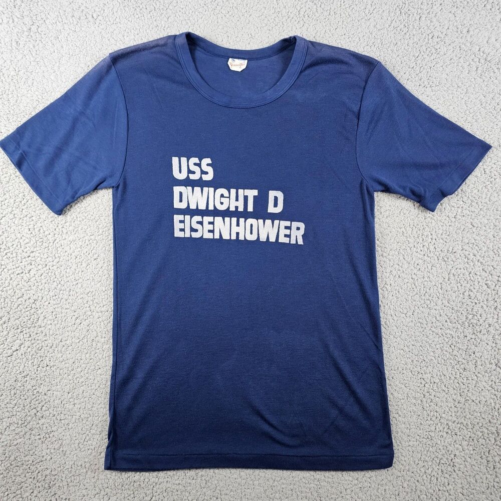USS Dwight D Eisenhower Shirt Mens Small Blue 90s Navy CVN-69 Aircraft Carrier